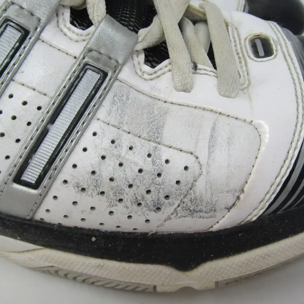 Adidas Men's US 9.5 Athletic Shoes White Black Silver Lace Up Mid Top Basketball